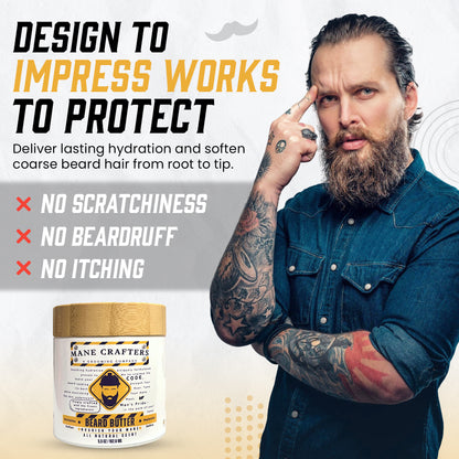 Lard Infused Beard Butter - Non Greasy - All Natural Scent (Unscented) 5.5 oz "Nourish Your Mane"