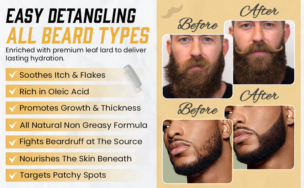 Lard Infused Beard Butter - Non Greasy - All Natural Scent (Unscented) 5.5 oz "Nourish Your Mane"