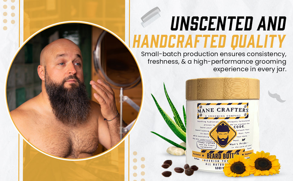 Lard Infused Beard Butter - Non Greasy - All Natural Scent (Unscented) 5.5 oz "Nourish Your Mane"