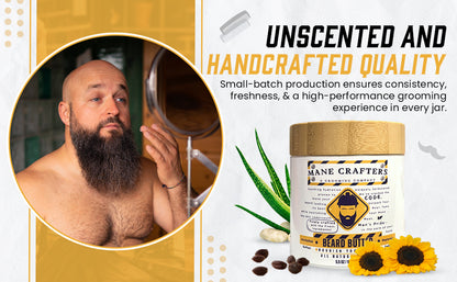 Lard Infused Beard Butter - Non Greasy - All Natural Scent (Unscented) 5.5 oz "Nourish Your Mane"