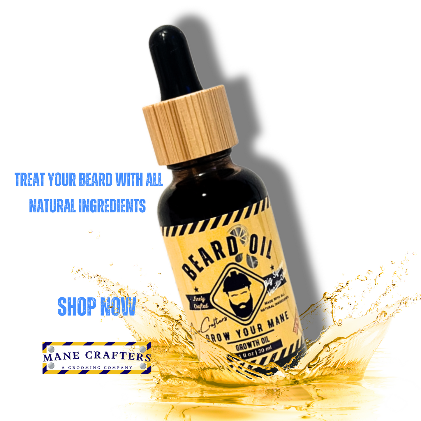 Beard Oil - Big Squeeze Vanilla-Citrus Growth Oil (1 fl oz) "Grow Your Mane"
