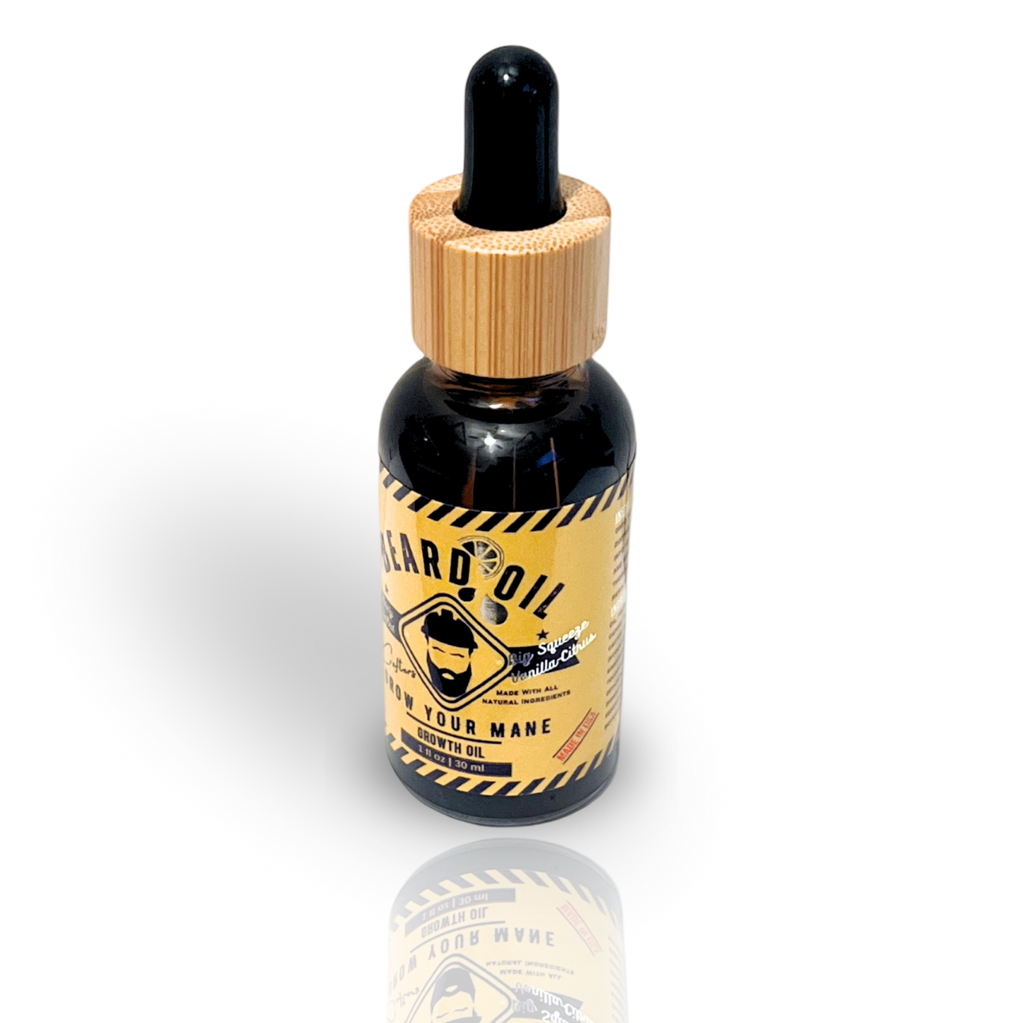 Beard Oil - Big Squeeze Vanilla-Citrus Growth Oil (1 fl oz) "Grow Your Mane"
