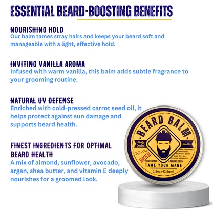 Beard Balm - Vanilla 1.5oz - "Tame Your Mane"