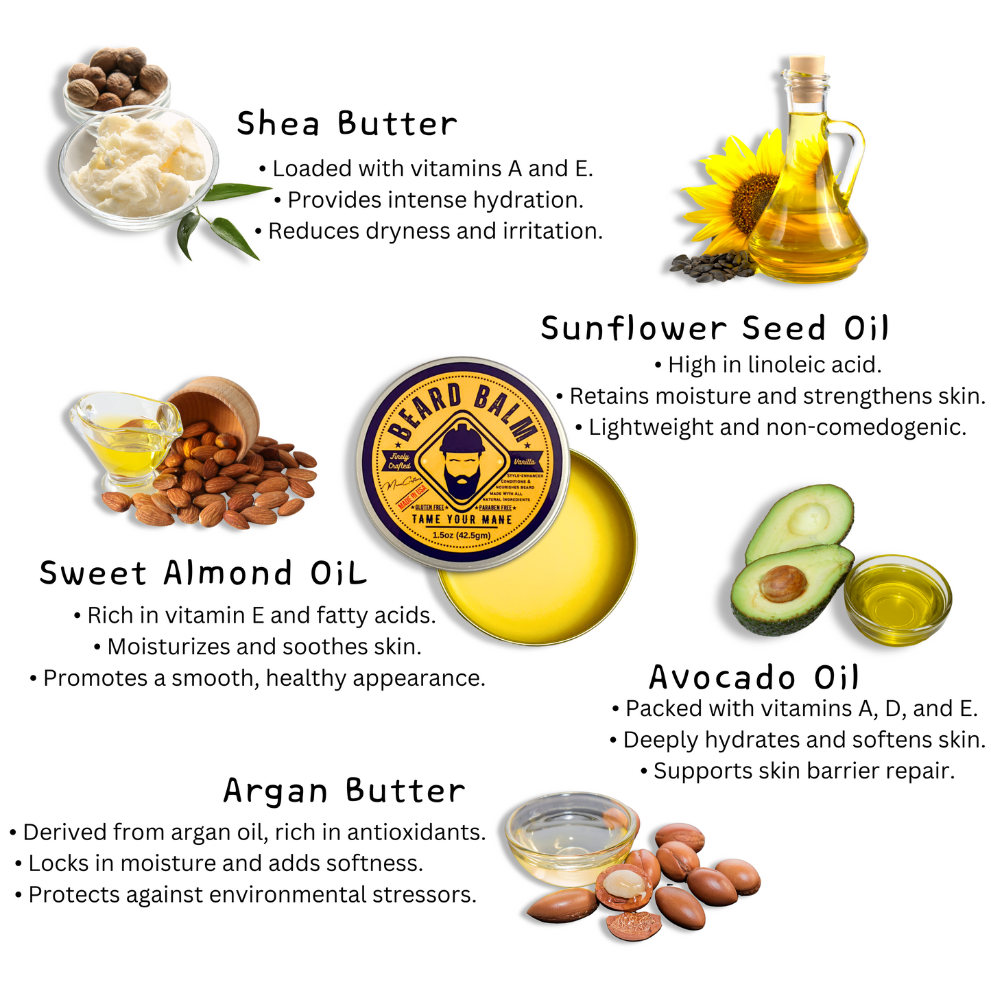 Beard Balm - Vanilla 1.5oz - "Tame Your Mane"